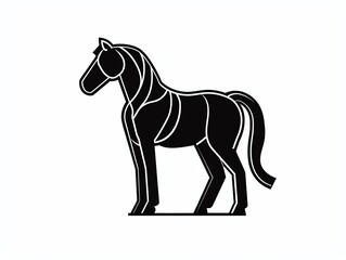 Fototapeta premium Simple black and white silhouette of a horse standing sideways.