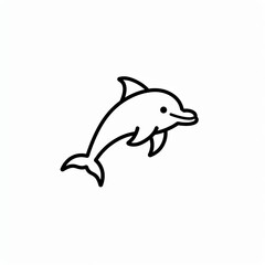 Obraz premium Simple line drawing of a happy dolphin jumping out of the water.