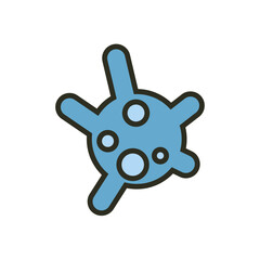 Virus outline filled color icon. Coronavirus infection symbol. Education and science vector illustration image