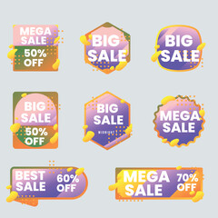 Realistic red price tags collection. Special offer or shopping discount label. Retail paper sticker. Promotional sale badge with text. Vector illustration.