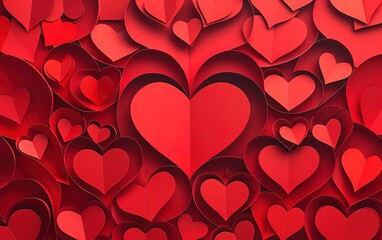 valentines day paper art hearts shape pattern