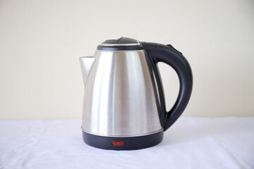 Electric kettle steel material details and close-up. Metal Electric kettle	