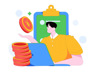 Internet financial management investment flat vector concept operation hand drawn illustration
