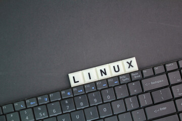 letters of the alphabet with the word linux. Internet concept. Linux is a family of open-source...