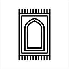 Prayer rug icon on white background, Traditional Islamic Background.