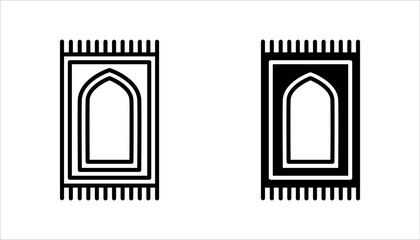 Prayer rug icon set, on white background, Traditional Islamic Background.