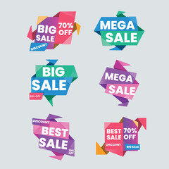 Realistic red price tags collection. Special offer or shopping discount label. Retail paper sticker. Promotional sale badge with text. Vector illustration.