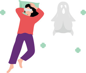 The girl is sleeping wearing an eye mask.