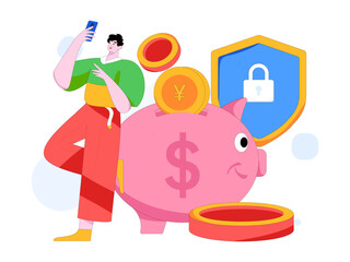 Internet financial management investment flat vector concept operation hand drawn illustration
