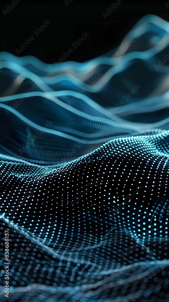 Poster mesmerizing waveform patterns with a futuristic tech twist