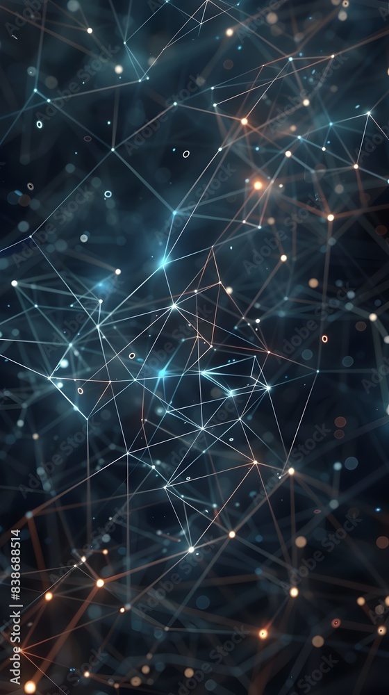 Poster digital constellation of interconnected tech patterns in cosmic backdrop