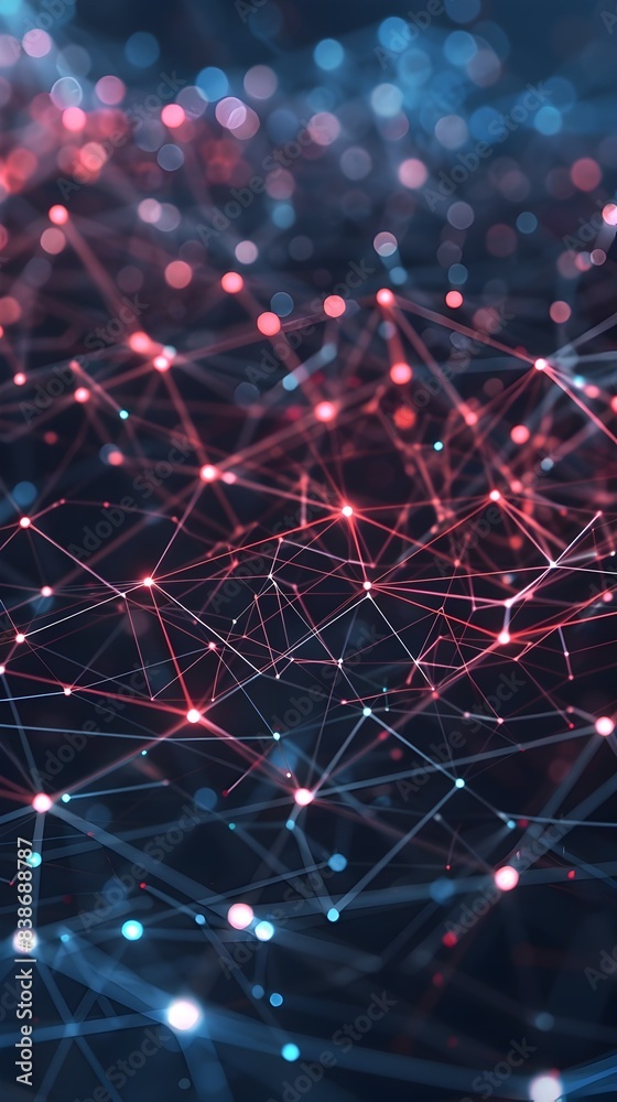 Poster abstract network with futuristic tech elements forming interconnected patterns