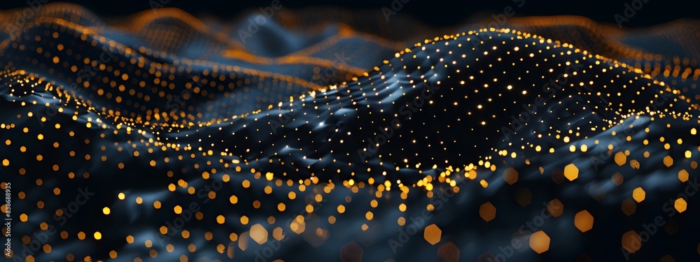 Poster interconnected abstract data points in futuristic 3d rendering