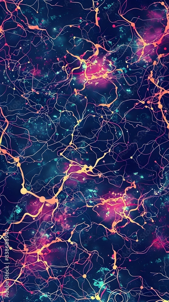 Poster intricate neural network patterns in abstract digital