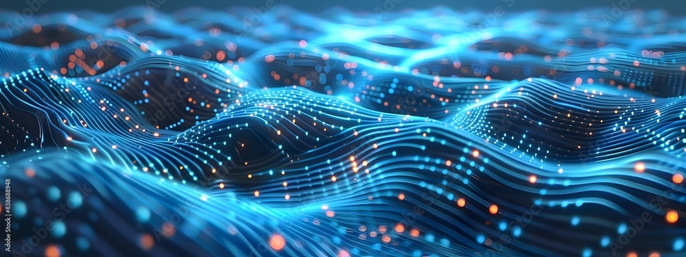 Poster abstract connected data points visualization of digital information and technology