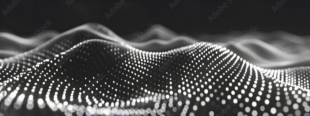 Poster abstract data points connected in intricate patterns of digital geometry