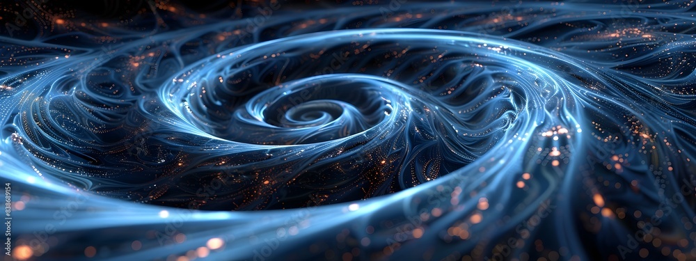 Poster mesmerizing digital swirl captivating patterns with fluid motion and ethereal visuals