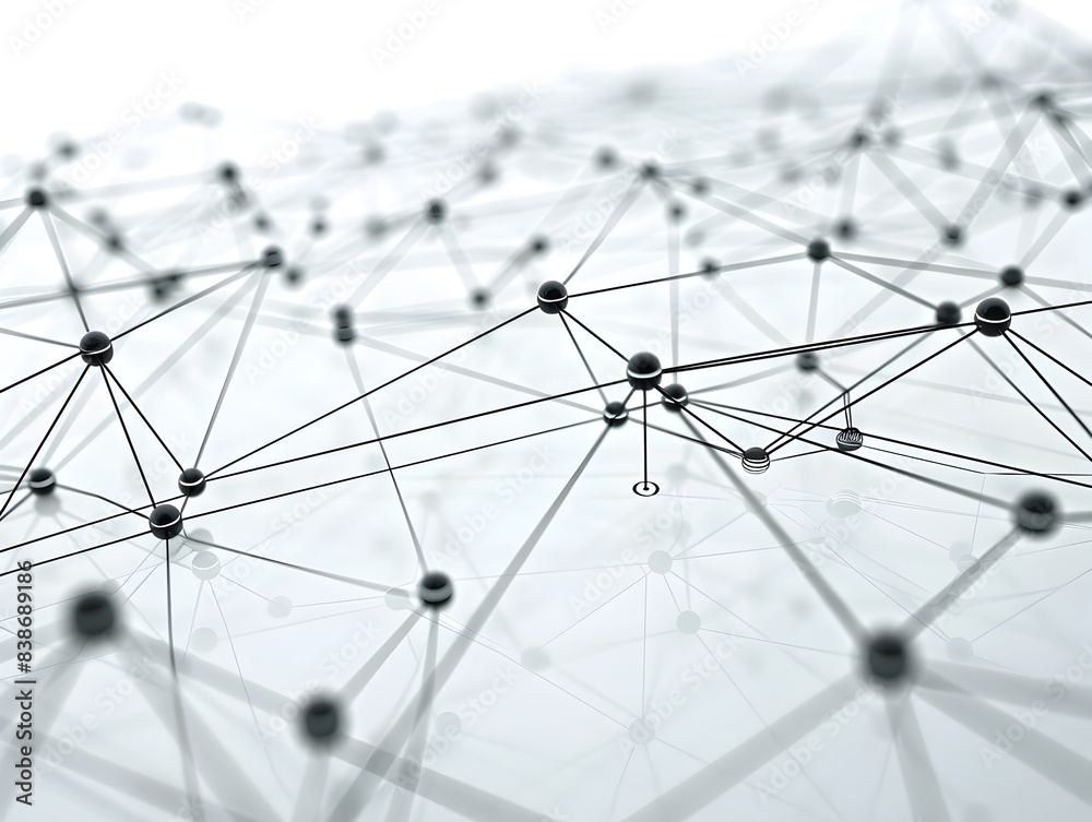 Poster interconnected tech nodes forming dynamic digital patterns