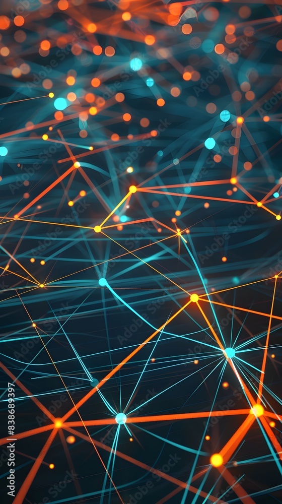 Poster interconnected tech data visualization design with abstract graphic elements