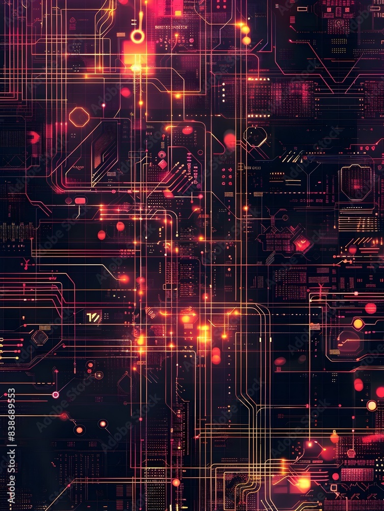 Poster cyber grid patterns futuristic digital with geometric grids and cyber elements
