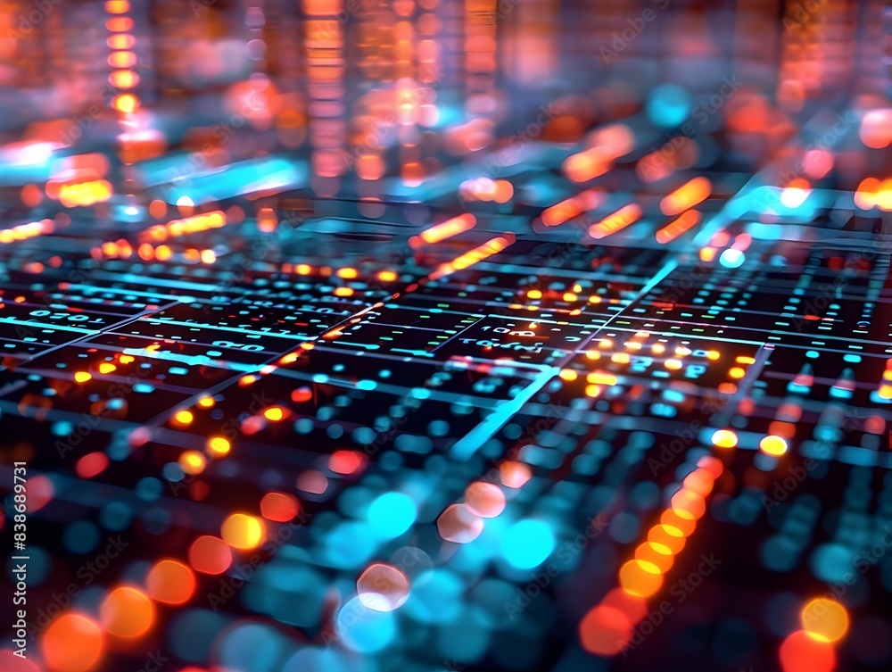 Poster futuristic tech data grid with abstract geometric patterns