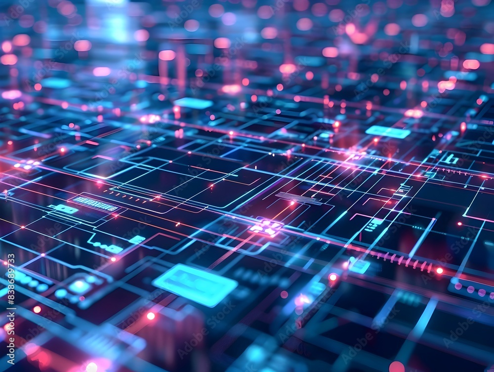 Poster 3d rendered tech data grid futuristic abstract digital pattern background