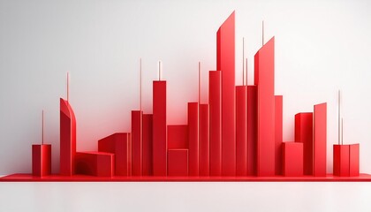 Obraz premium Minimalist Red Cityscape Sculpture Artwork