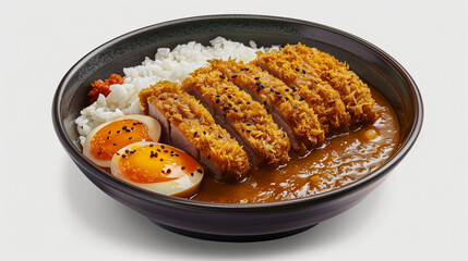 Delicious Katsu Curry Rice, Traditional Japanese Cuisine on Clean White Background for Food Lovers and Restaurant Menus