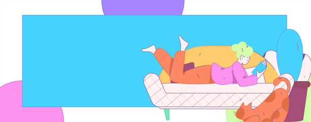 Home indoor character scene flat vector concept operation hand drawn illustration
