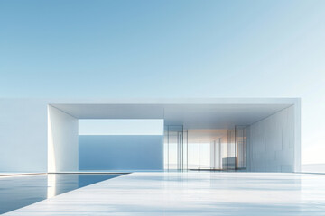 Concrete outdoor square building,Empty architectural background.
