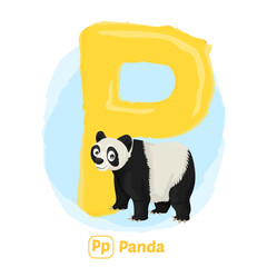 stock vector of P for panda. alphabet animal for education