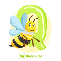 stock vector of Q for queen bee. alphabet animal for education