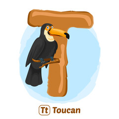 stock vector of T for toucan. alphabet animal for education