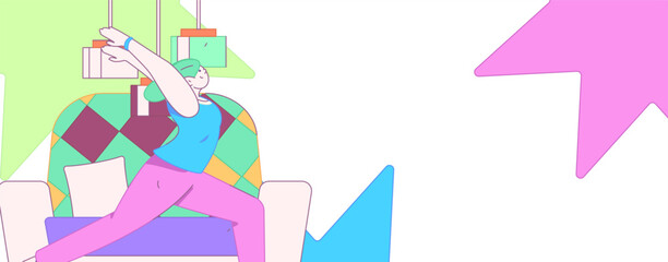 Home indoor character scene flat vector concept operation hand drawn illustration
