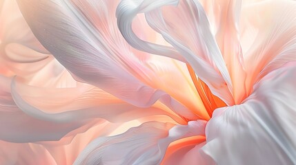 Obraz premium modern, minimalistic art style, silk lily petal wallpaper, light color, see-through, soft light, flowing see-through, precise hyperrealism, mesmerizing color scape, octane