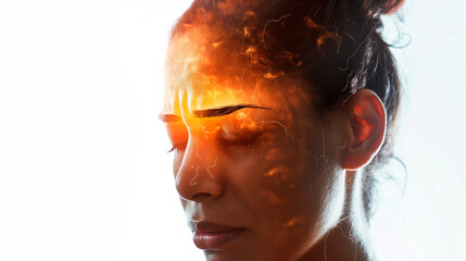 Head Pain Concept: Digital Composite Image of Woman - Powered by Adobe
