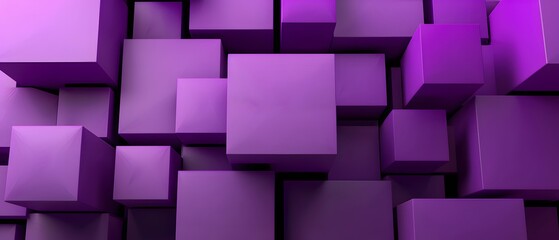 Random shifted purple geometric cubes block background wallpaper banner. 