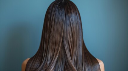 Naklejka premium Back view of girl long stylish hairs