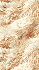 Fototapeta premium Fluffy Seamless Fur Pattern with Chicken Feather Textures in Light Beige Tones
