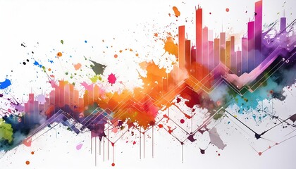 Fototapeta premium Abstract Art with Colorful City Skyline