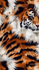 Seamless Tiger Fur Pattern with Vibrant Colors and Naturalistic Textures