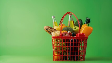 Full Shopping Cart with Groceries