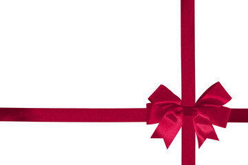 Red ribbon with red bow on bottom right corner, PNG image transparent and white background