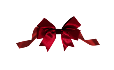 Red bow with red ribbon PNG image transparent and white background