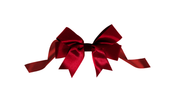 Red bow with red ribbon PNG image transparent and white background