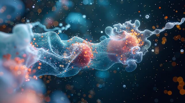 Highresolution photo of amoeba engulfing a food particle, showcasing the pseudopodia movement