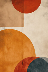 Retro-inspired zen boho abstract geometric design in a muted earthy color palette