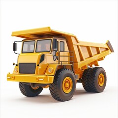 Dump truck heavy equipment transport soil concentrate mining industry cartoon rendering illustration