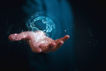 Digital transformation Hand touching the Metaverse Universe, A Conceptual Shift in Digital...