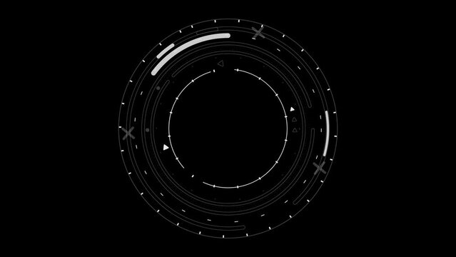 Hud circle with dots spinning. Computer generated ring on black background